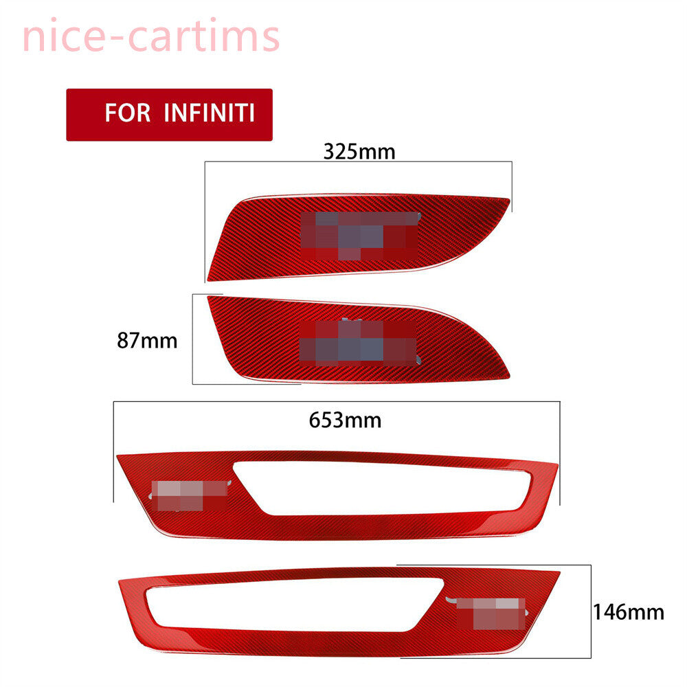 Red Carbon Fiber Interior Door Panel Decorative Cover for Ford for Mustang 2009-2013