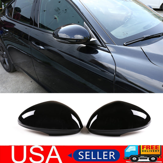 Glossy Black Rearview Mirror Protector Set (2-Piece) for Alfa Romeo Giulia 2017-2021