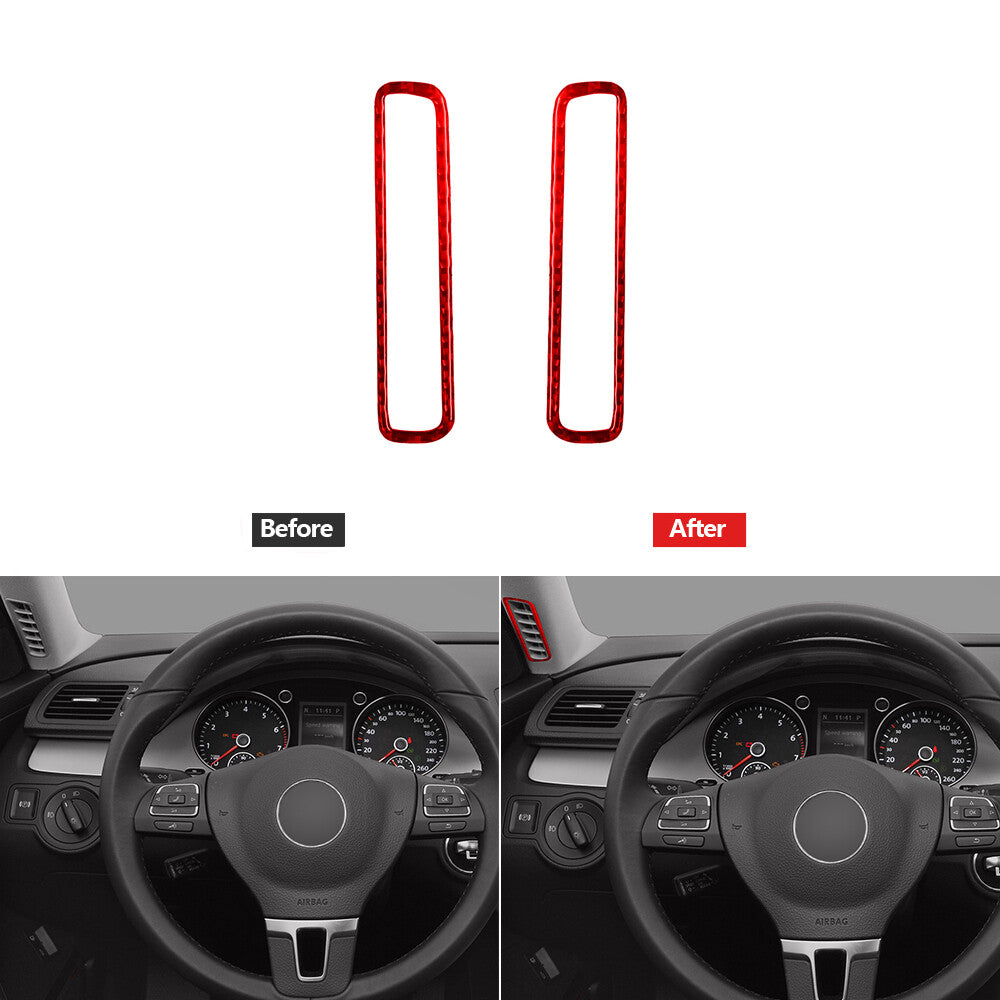 Red Carbon Fiber Demist Air Vent Outlet Trim Cover for Volkswagen for Passat 2006-11