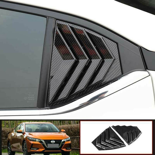 for Nissan Sentra 2020-2022 Carbon Fiber Rear Side Window Louver Vent Cover Trim