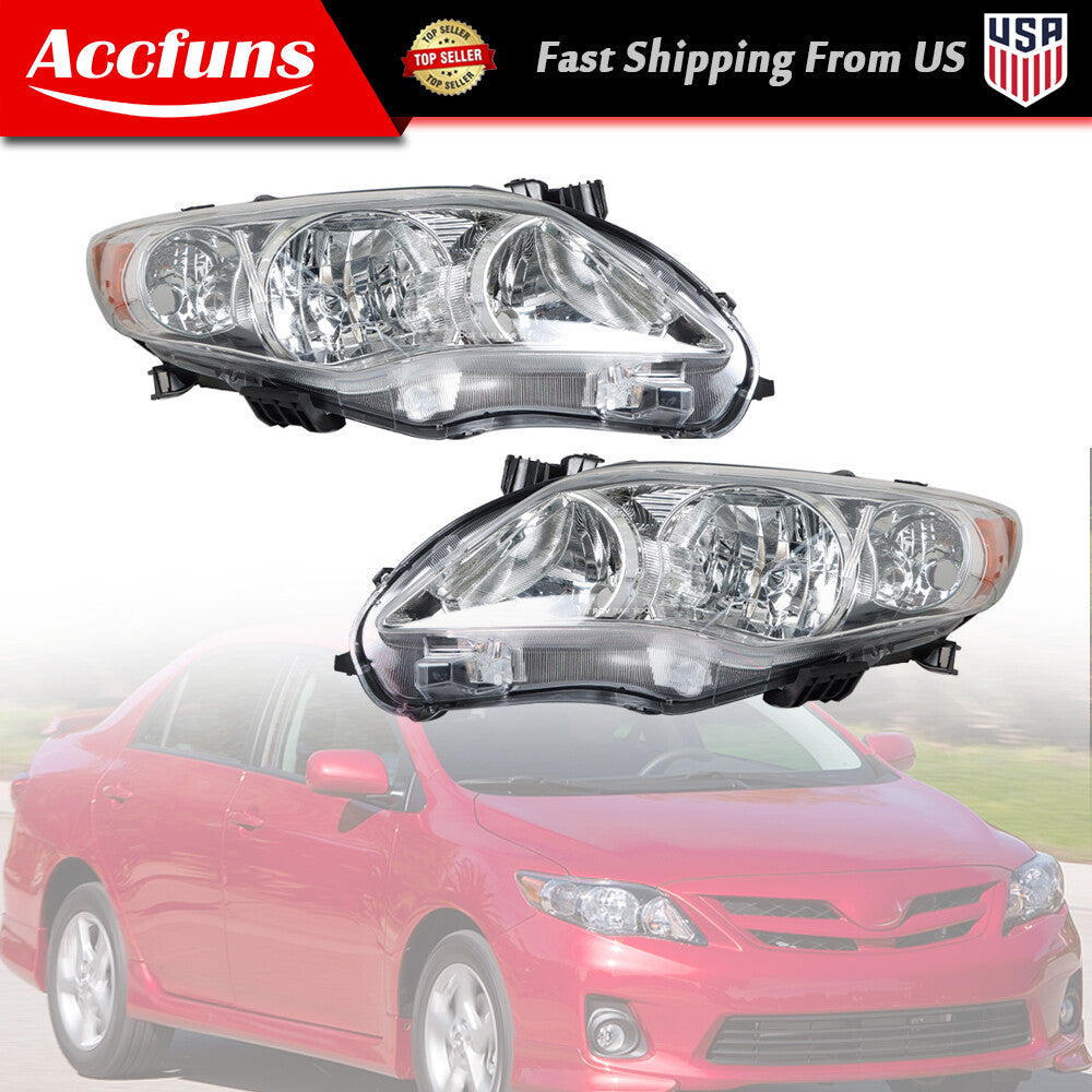 Left + Right Halogen Headlight Assembly Suitable for 2011-13 for Corolla Headlights n