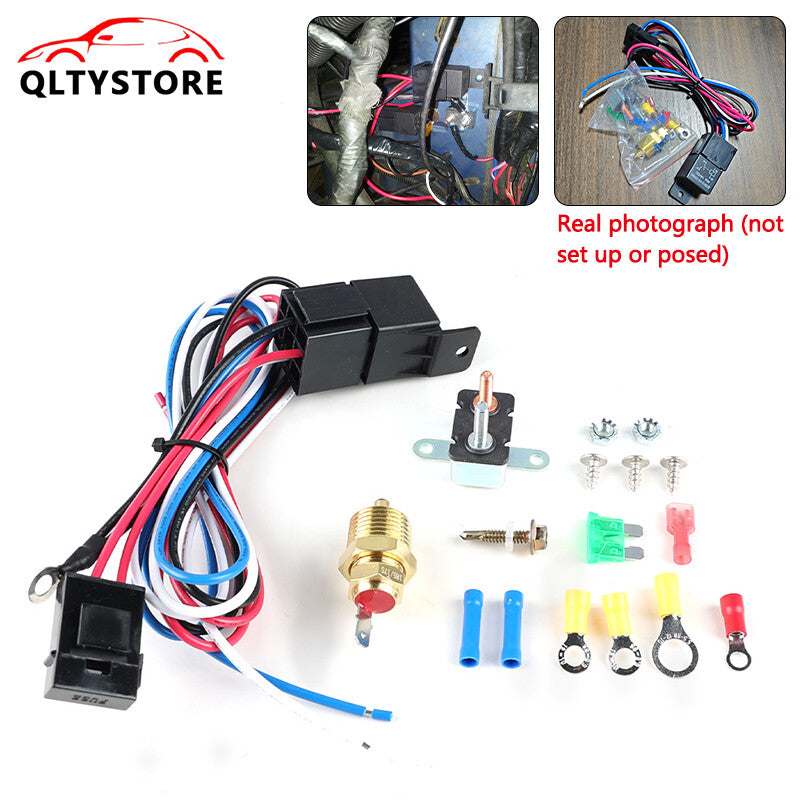175-185 Degree Electric Radiator Cooling Fan Relay Kit Thermostat Control Switch Q