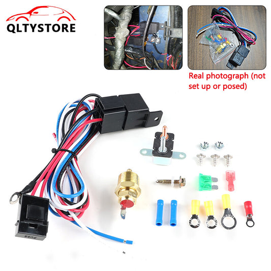 175-185 Degree Electric Radiator Cooling Fan Relay Kit Thermostat Control Switch Q