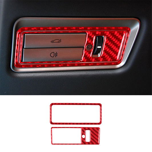 2X Red Trunk Switch Frame Trim Cover Panel Carbon Fiber for Jaguar XF 2009-2011