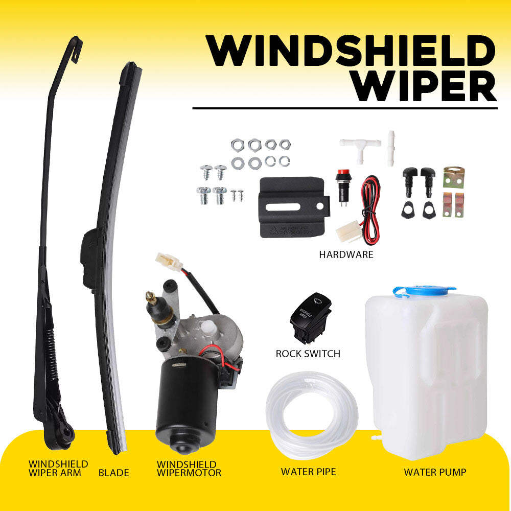 For 12V Electric Motor UTV Windshield Wiper Universal 5 Pin Black Accessory B- v