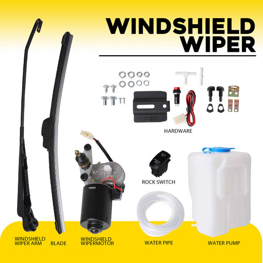 For 12V Electric Motor UTV Windshield Wiper Universal 5 Pin Black Accessory B- v