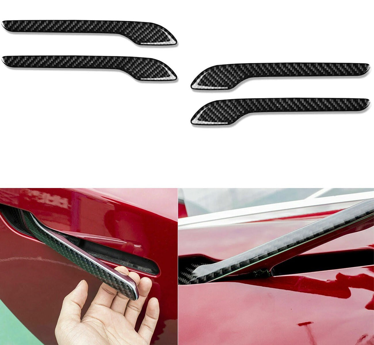 4-piece Model 3 Y accessories set, carbon fiber door handle protectors - n