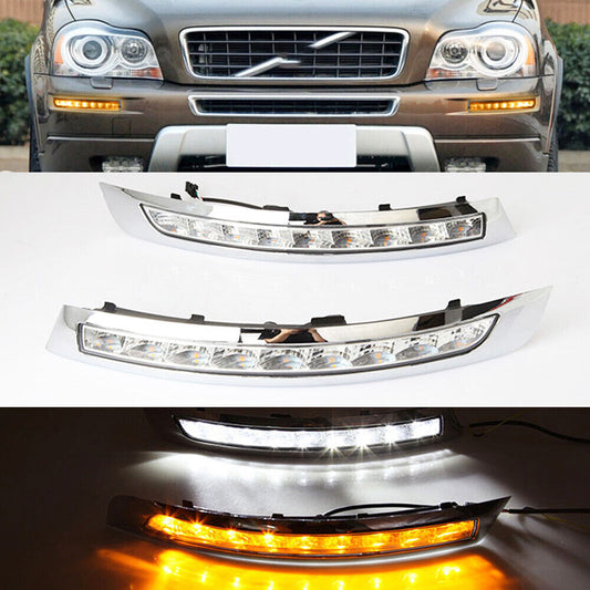 2x LED DRL Daytime Running Lights Turn Signal Fog Lamp for Volvo XC90 2007-2013 Q