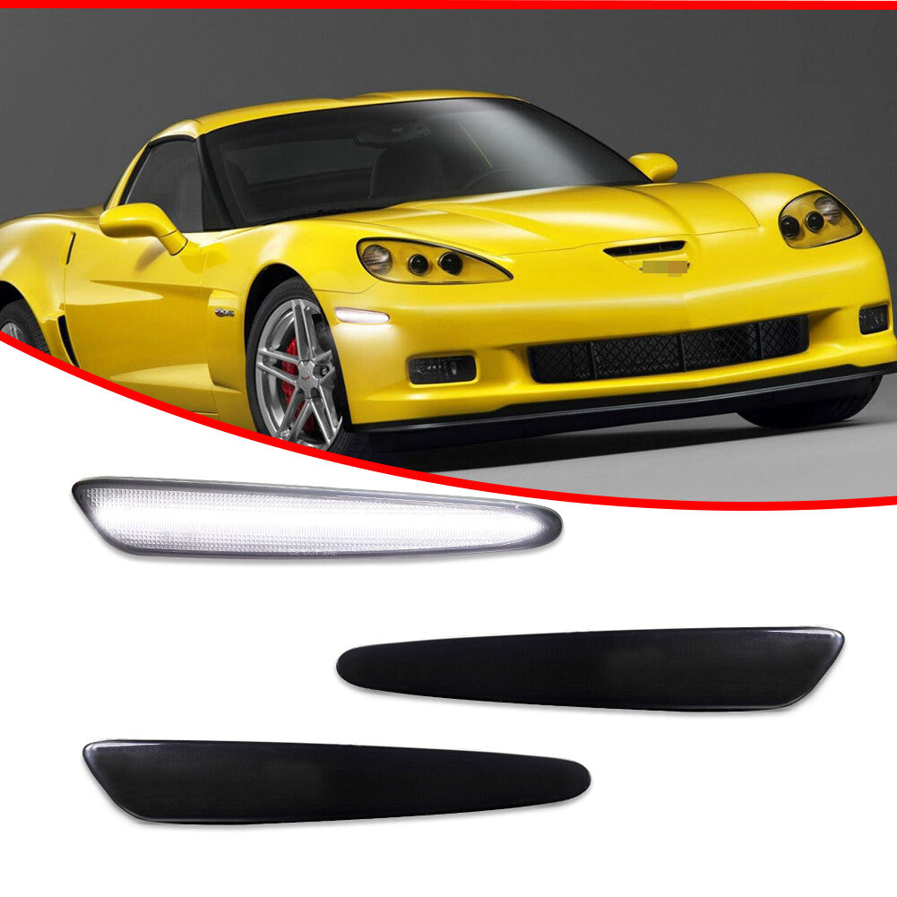 Smoked white LED front marker light suitable for Corvette C6 2005-2013- v