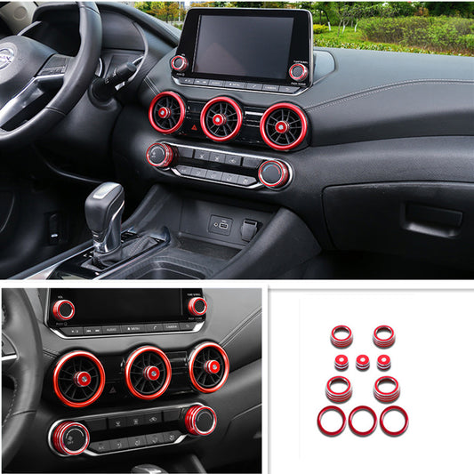 10X CAR alloy Dashboard Console Knob Red Trim Cover for Nissan Sentra 2020-2022