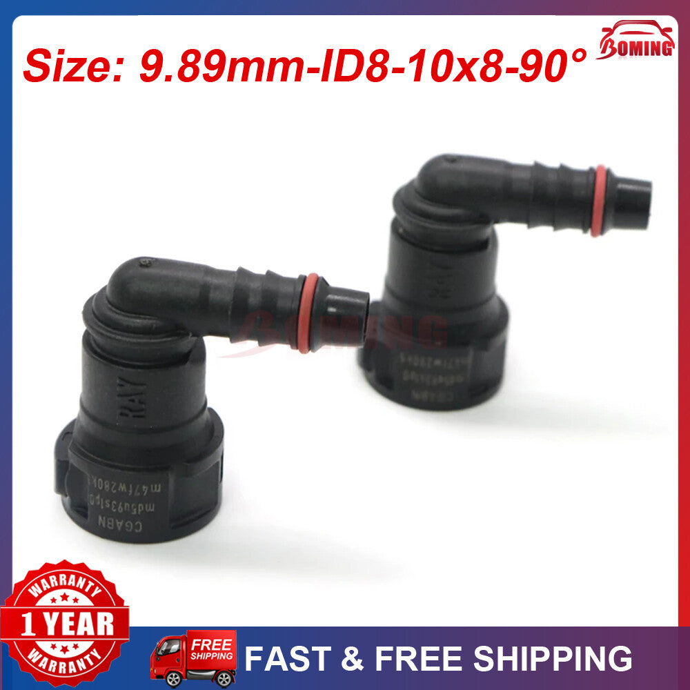 2PCS 9.89mm Fuel Line Hose Pipe Quick Release Female Connector 9.89 ID8 10x8 90¡ã Q