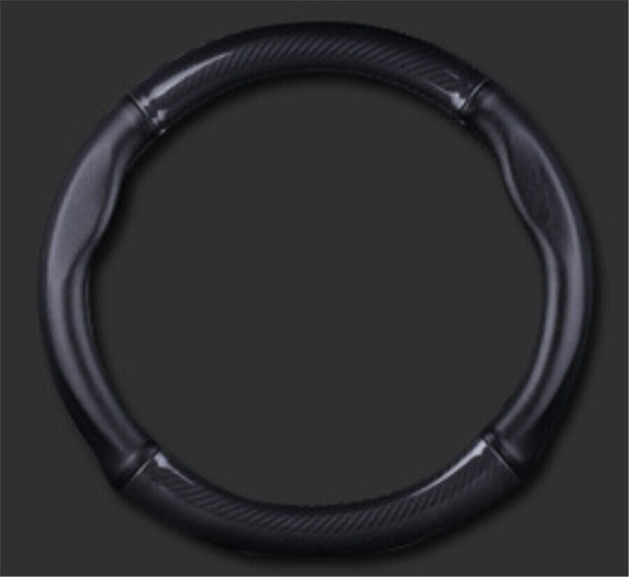 Carbon Fiber Color Deluxe Leather 38cm Steering Wheel Cover Non-slip Universal Q