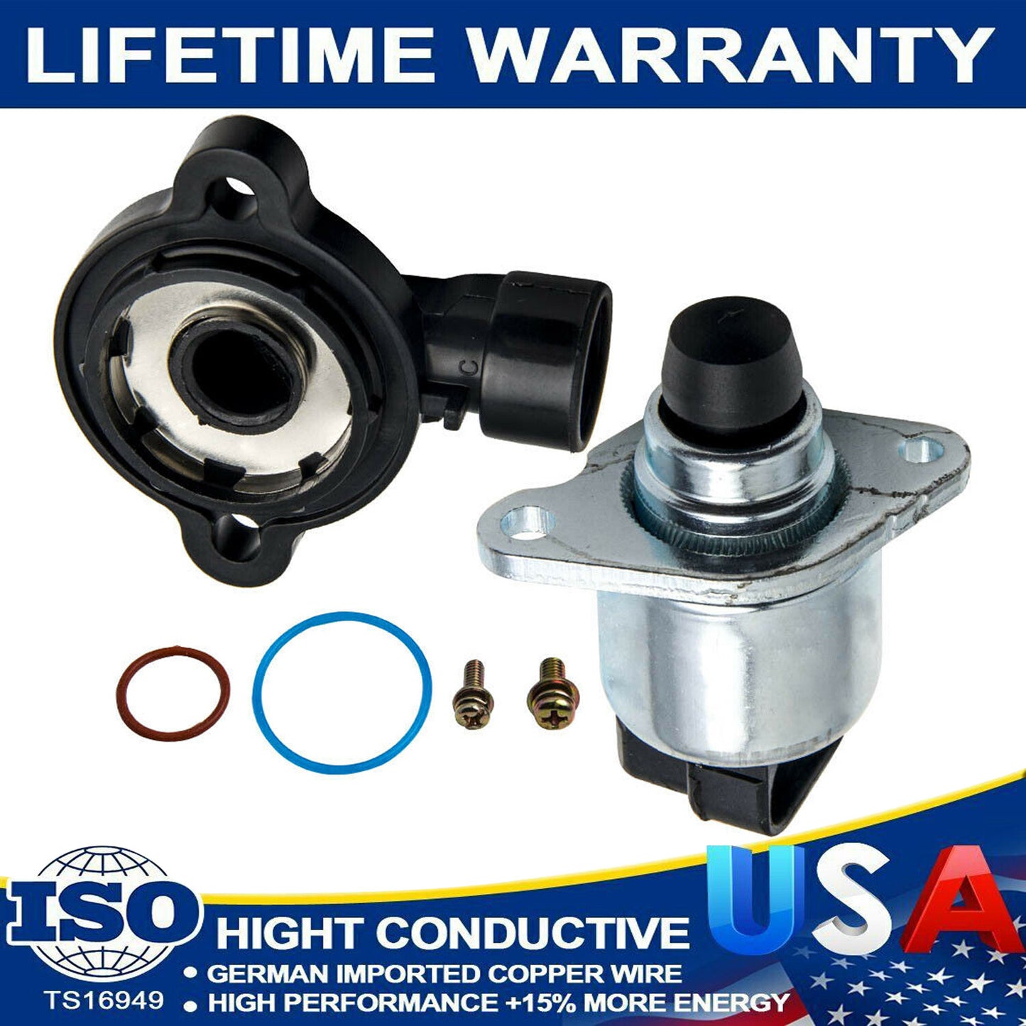 Throttle Position Sensor and Idle Air Control Valve Set Fits LS for Chevy for GMC Sierr!