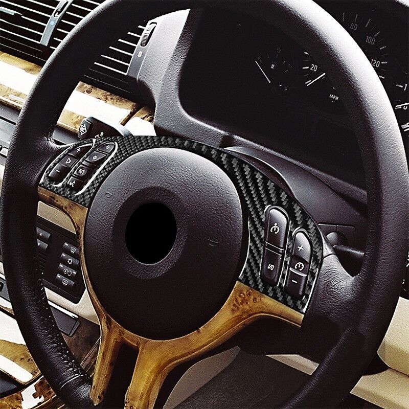 carbon fiber car steering wheel button cover trim for BMW X5 E53 2000 - 2006