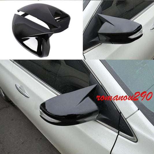 for Nissan Altima 13-2018 ABS OX Horn Rear View Mirror Cover Trim Gloss Black 2X