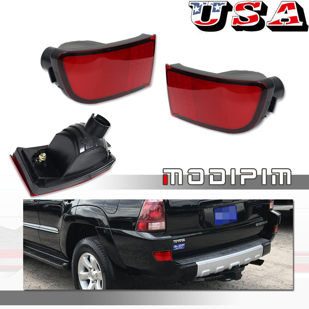 2-piece set of red rear bumper reflector lights suitable for 4Runner 2003-2005 Prado 2002-2009- v