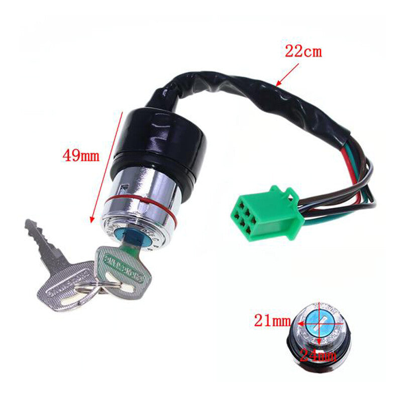 6 Wire Motorcycle Ignition Key Switch w/ 2 Keys For 50CC 90CC 110CC 125cc 1PC v