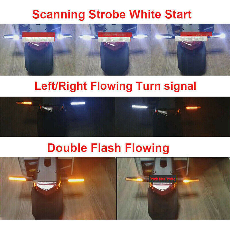 4x Sequential Flowing 24 LED Motorcycle Turn Signal DRL Brake Indicator Lights