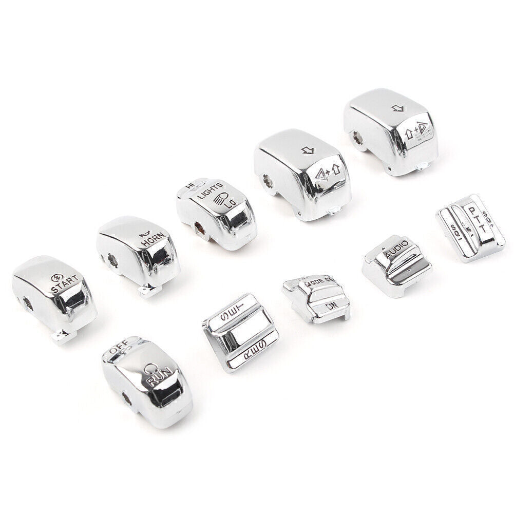 10x Hand Control Switch Housing Button Cap Set Fit for Harley Touring 96-13 Chrome Q