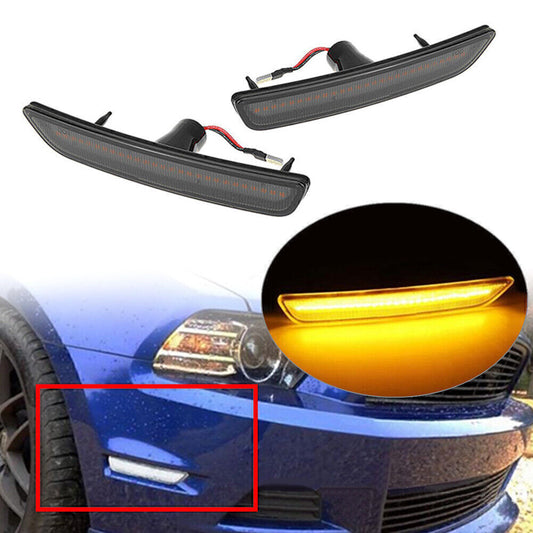 for Ford for Mustang 2010-2014 2013 2012 2011 Black 2x LED Front Side Marker Lights
