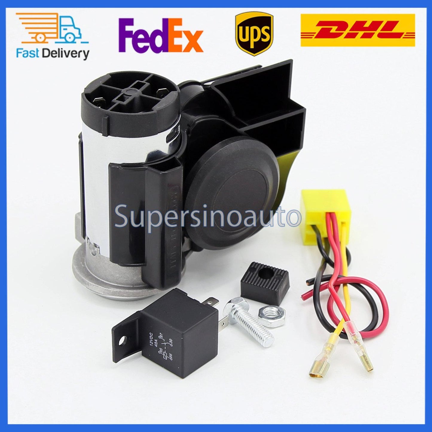 12V 300DB Loud Electric Air Horn Kit for Truck Boat Train Motorcycles Car US