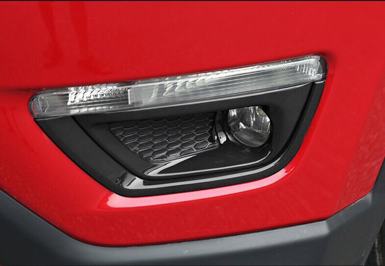 Black Golssy Front Fog Lamp Light Strip Trims 2pc Fit for Jeep Compass 2017-2021