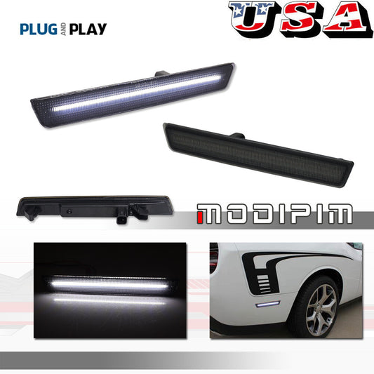 Smoke Lens Rear Side Marker Lights White LED Lights for for Dodge for Challenger 2015 - 2023 - v