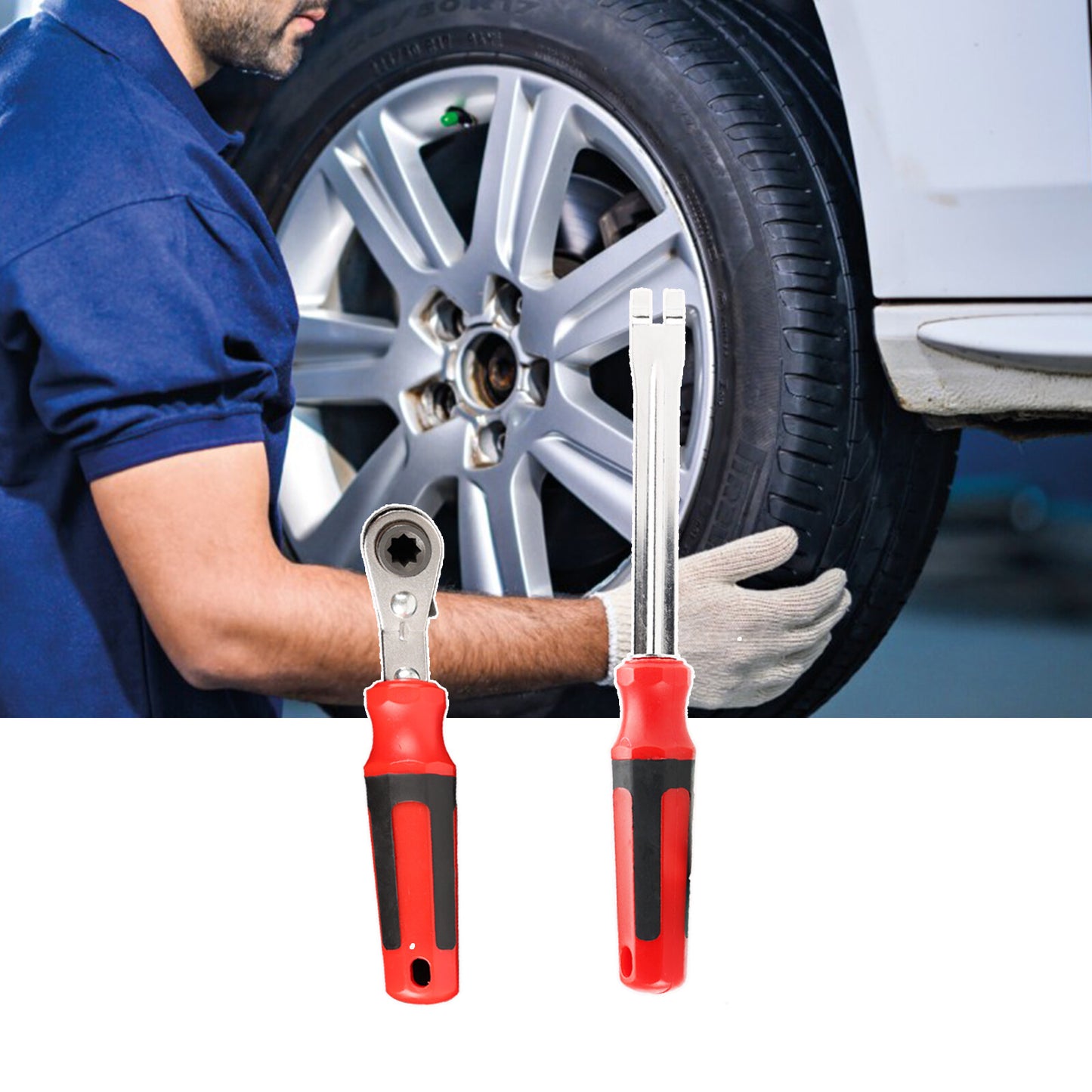 2PCS Automatic Slack Adjuster Tool Set Release Tool Wrench Efficiency Ratchet Q