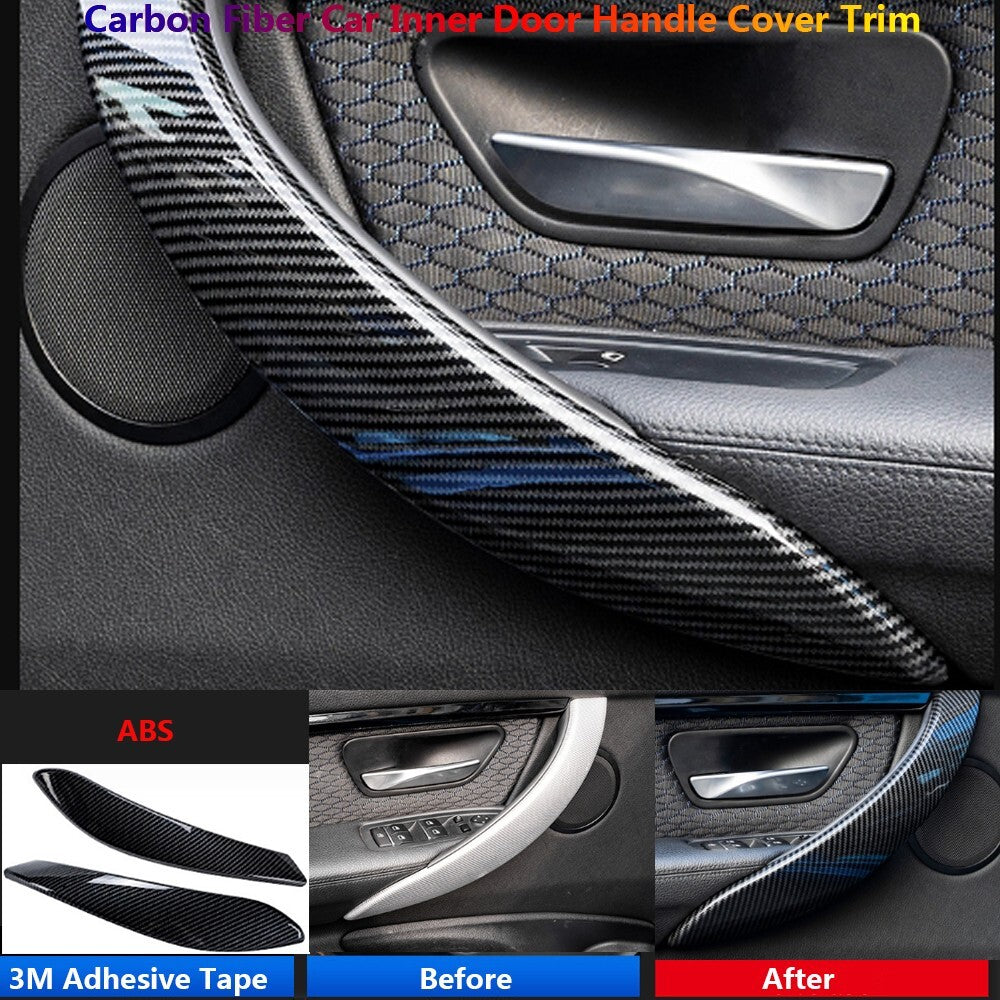 2x Carbon Fiber for BMW 3 Series F34 Car Inner Door Handle Sleeve Cover Trim-