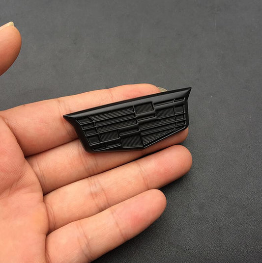 Side fender badge sticker for Cadillac ATS DTS, matte black, 6.2 cm x 2.4 cm.