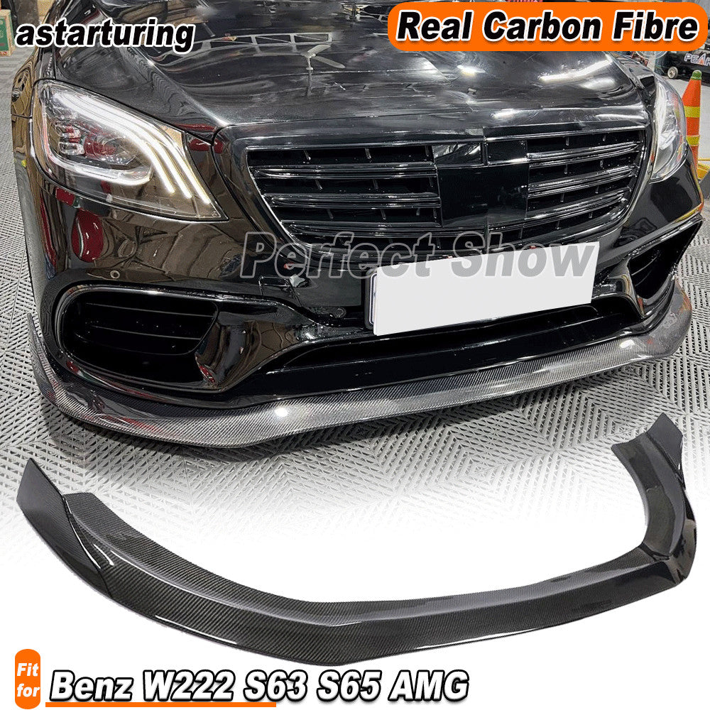 for Mercedes-Benz W222 S63 S65 2018-2020 Real Carbon Fiber Front Bumper Lip