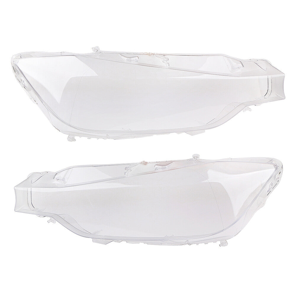 pair of headlight lens covers suitable for BMW F30, F31, and 3 Series models from 2013, 2014, and 2015.
