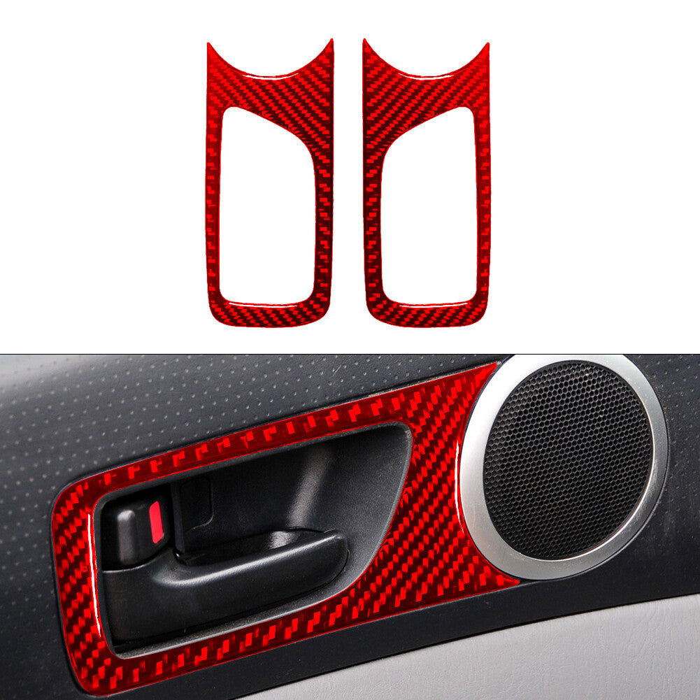 Red Front Door Handle Trim Cover Decor Carbon Fiber for Toyota Tacoma 2012-2015