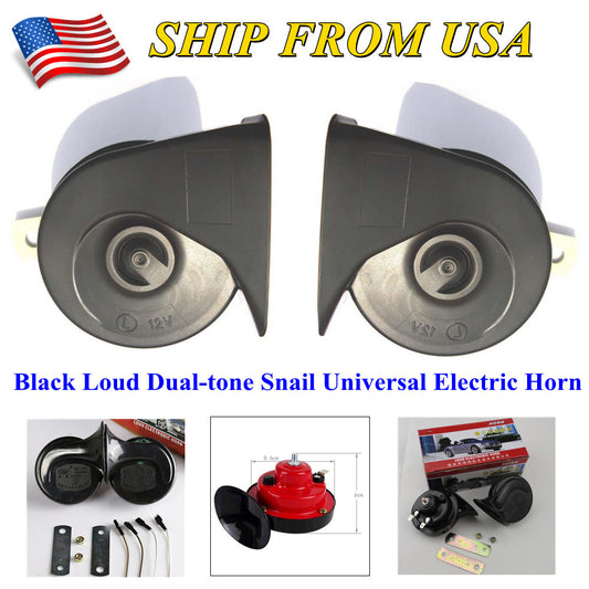 Black Loud Dual-tone Snail Electric Horn 12V 110 dB Car Truck Auto¡Á2 v