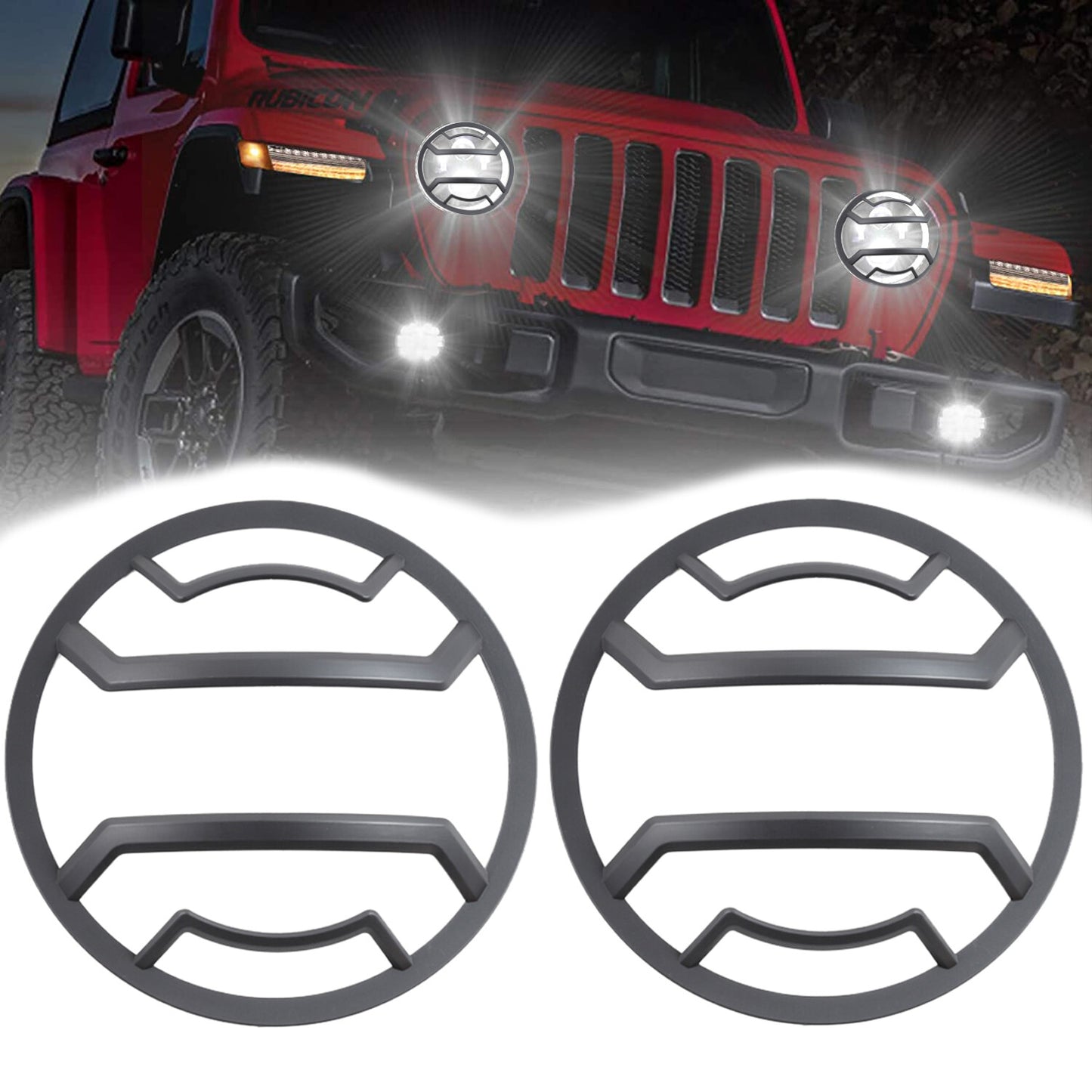 Headlight Guard Kit Fits 2018-2025 for Jeep for Wrangler JL; 2020-2025 for Jeep Gladiator JT