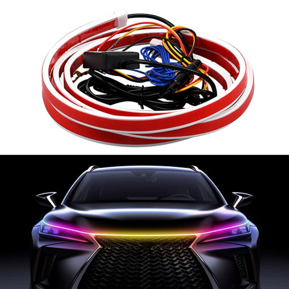 Flexible Dynamic Car LED Hood Lights Daytime Running Light Strip Waterproof New n