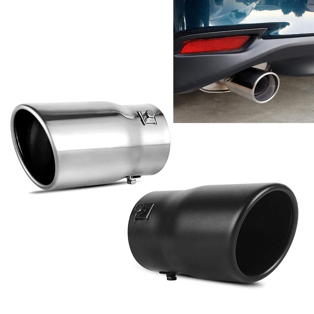 Car Rear Tail Throat Double Liner Exhaust Muffler Tip Stainless Steel Pipe Chrom Q