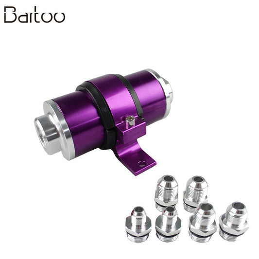 Aluminum Flow Fuel Filter 30 Micron Element with AN6 AN8 AN10 Fittings+Bracket Q