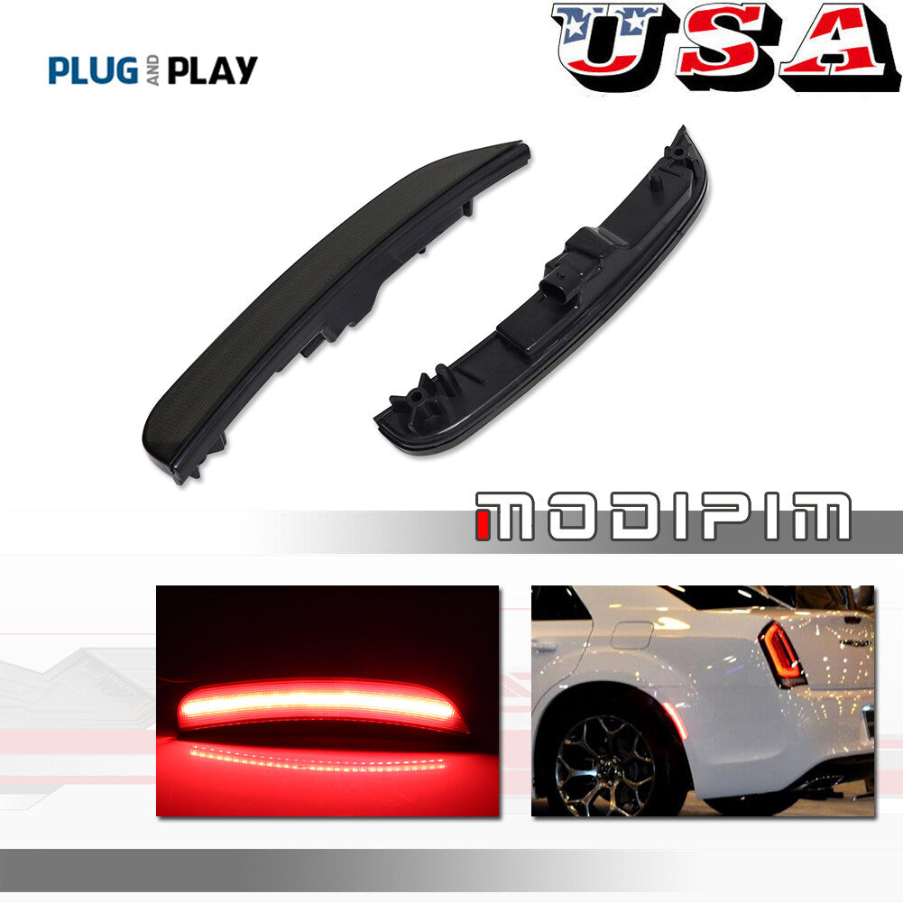 Smoked Lens Red LED Rear Side Marker Lights for 2015 - 2023 for for CHRysler 300 300C - v