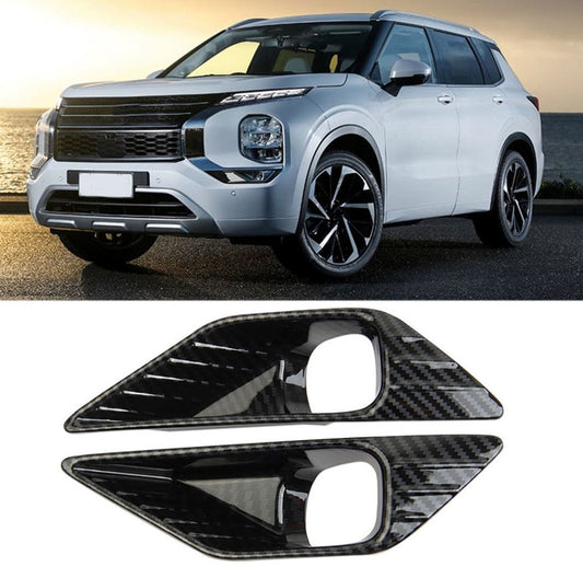 2x Carbon Fiber Front Fog Light Lamp Cover Trim for Mitsubishi Outlander 2022up