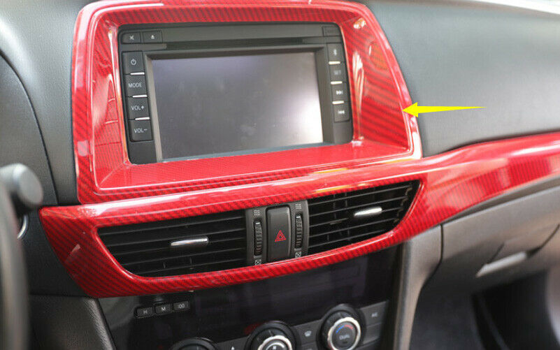 for Mazda 6 Atenza 14-2016 Red Carbon Fiber Middle Console Navigation Cover Trim