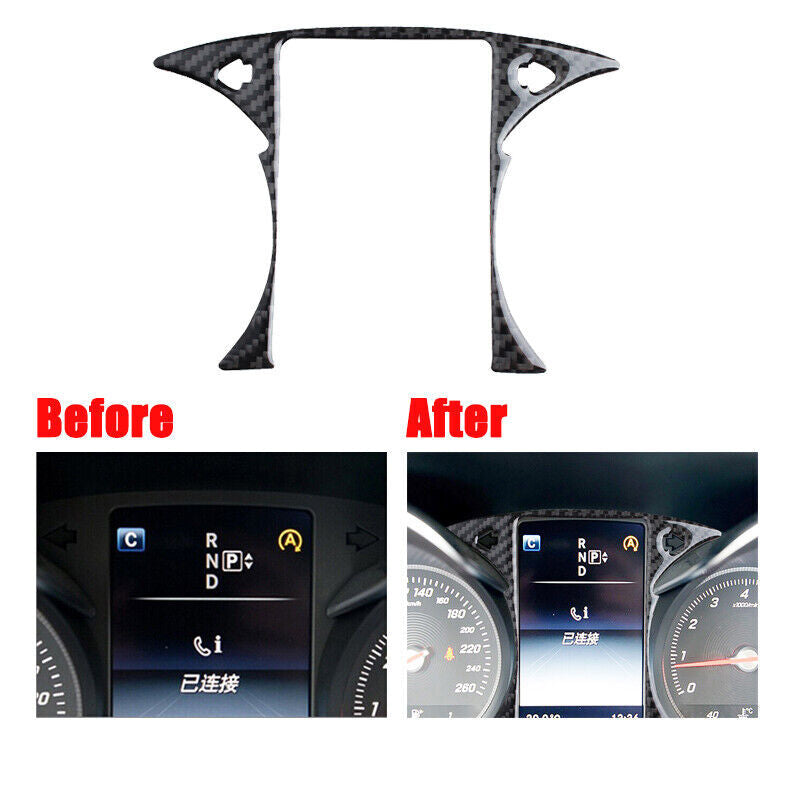 Black carbon fiber car dashboard panel decorative sticker for C-Class, GLC, C180, C260 n