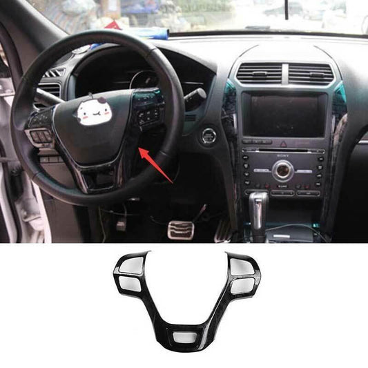 Black Wood Grain Steering Wheel U Type Cover Trim for Ford Explorer 2016-2019