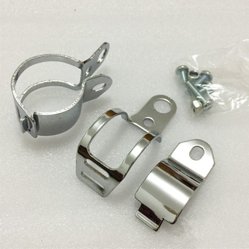 Chrome Metal Fork Ear Clamp Motorcycle Turn Signal Light Mount Brackets Holder Q