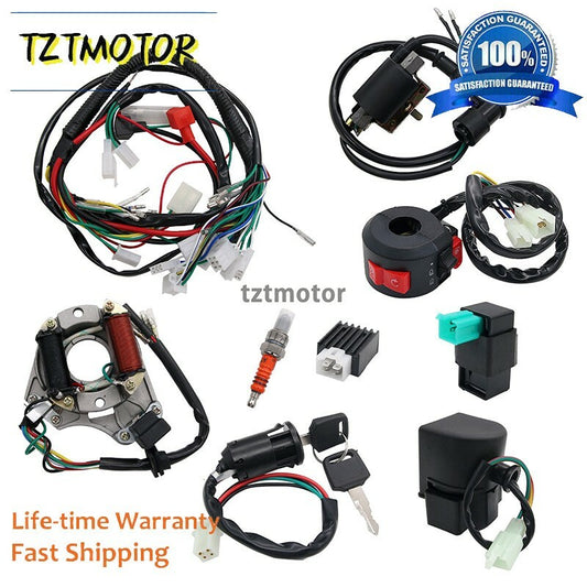 Set of ATV Wiring Harness QUAD Dune Buggy CDI Electric Start for 50 70 90 110CC Q