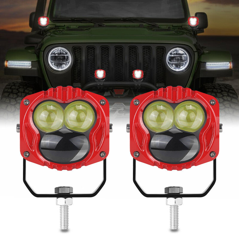2X 3Inch LED Work Light Cube Pods High/Low Beam OffRoad Light Truck Driving FOG