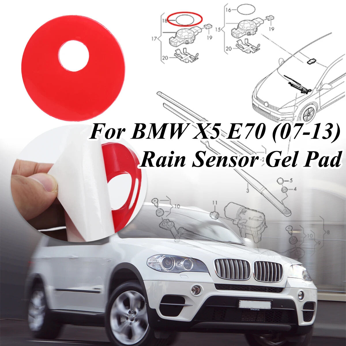 Rain Light Sensor Gel Pad for BMW X5 E70 Film Sticker Windscreen Chip Fix Tape