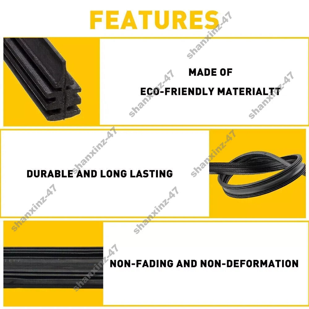 2 x Dual Universal 28-inch Car & Bus Silicone Frameless Windshield Wiper Replacement Kit Q
