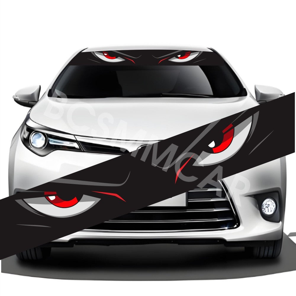 Car Perforated 3D Sunshade 3D Eyes Decal Decor 52.36inx8.27in Cool Vinyl Sticker