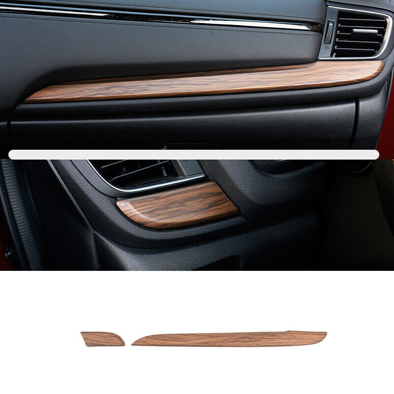 Wood Grain Decoration Console Dashboard Strips Trims 2P for Honda CR-V 2017-2022